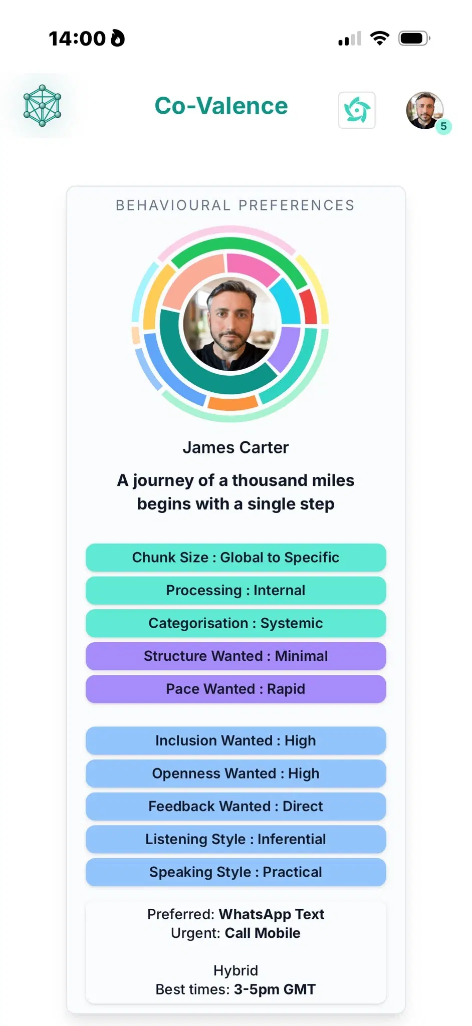 Co-Valence app on a phone